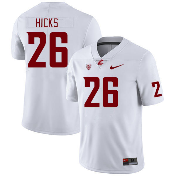 Men #26 Davon Hicks Washington State Cougars College Football Jerseys Stitched Sale-White - Click Image to Close